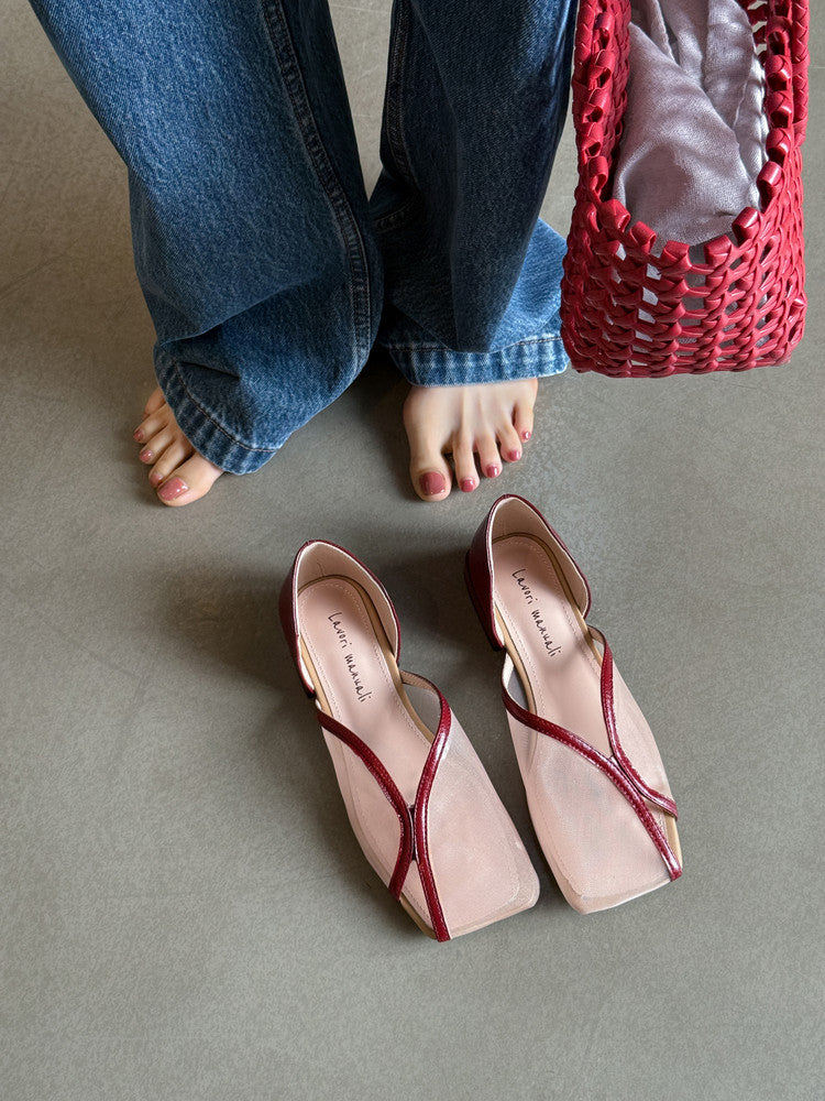 Karin Luna In Stock Spot Goods  Square Toe Mesh Sandals
