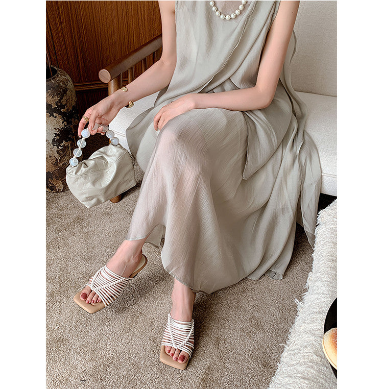 Karin Luna Bestseller Woven Vacation Style Series~ Elegant High Heel Slippers
