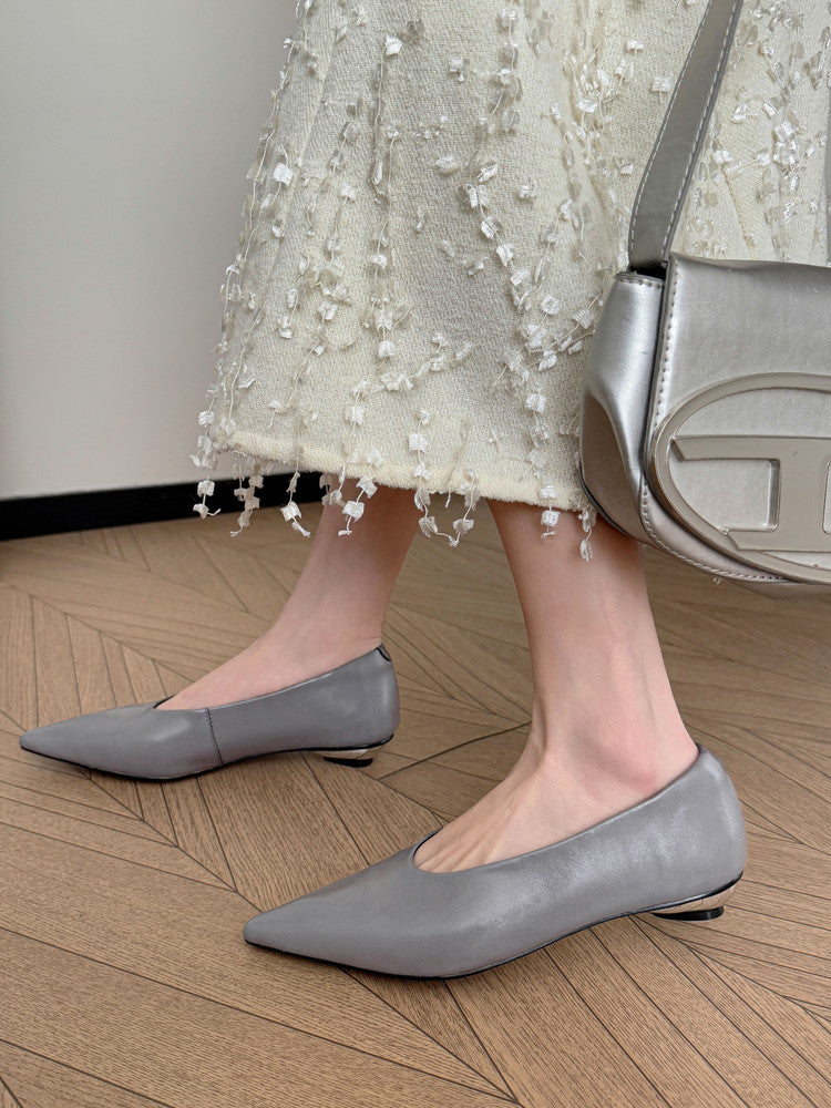 Karin Luna In Stock Spot Goods Classic three-color pointed toe metal heel shoes