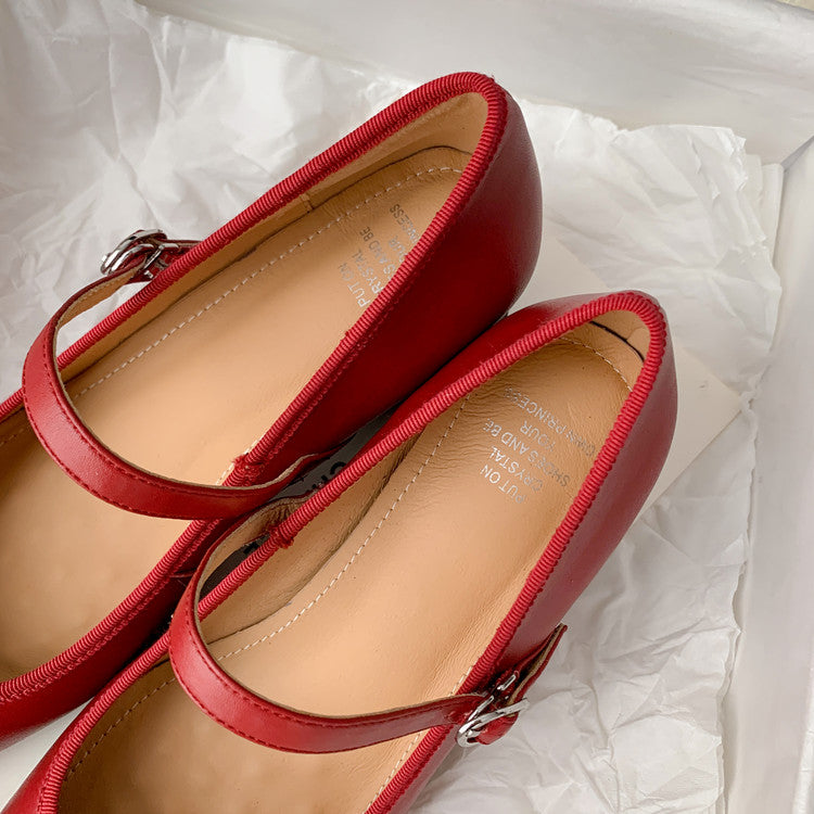 Karin Luna In Stock Spot Goods  Vintage Three-Dimensional Camellia Square-Toed Mary Jane Shoes