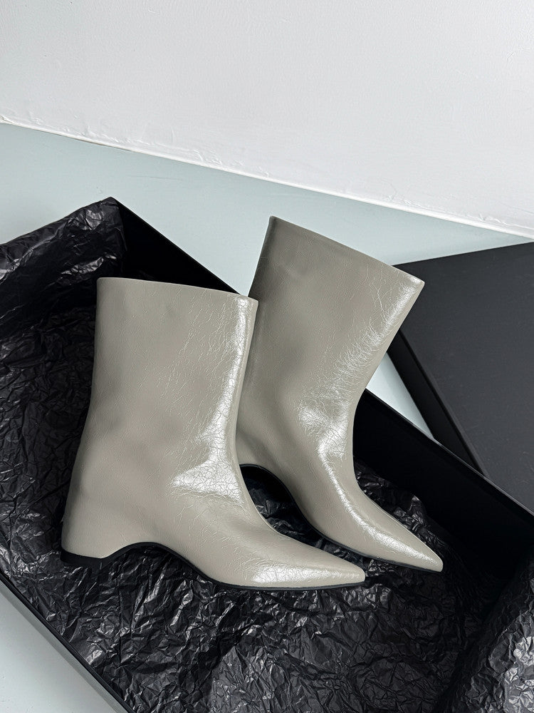 Karin Luna Elegant Pointed Toe Hidden Wedge Short Boots
