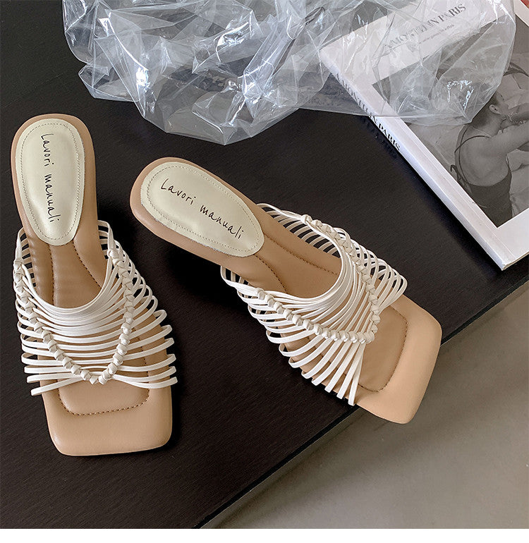 Karin Luna Bestseller Woven Vacation Style Series~ Elegant High Heel Slippers