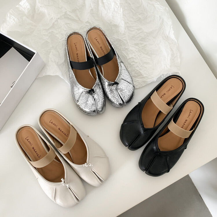 Karin Luna Classic Split-Toe Shoes  Explosive Pattern One-Strap Mary Jane Height-Increasing Full Leather Closed-Toe Slippers