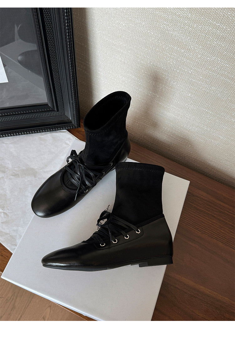 Karin Luna Round Toe Internal Height Increase Lace-up Ankle Boots