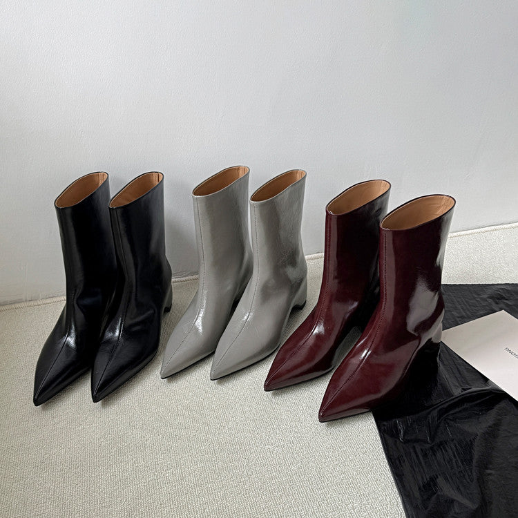 Karin Luna Elegant Pointed Toe Hidden Wedge Short Boots