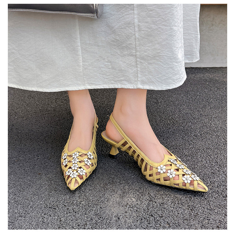 Karin Luna In Stock Spot Goods  Purely Handmade Flowers High-end Hollow Out Sandals