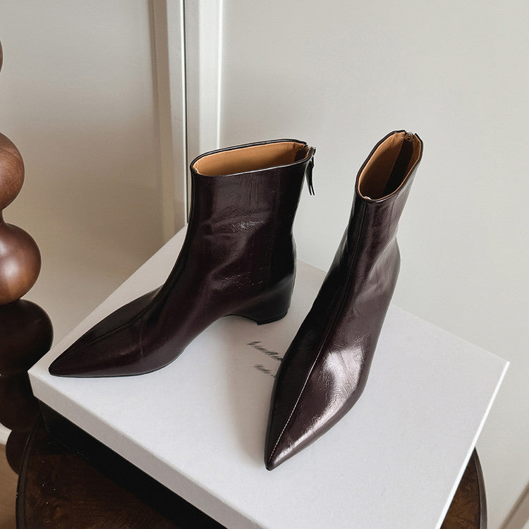 Karin Luna Versatile Elegant Style Pointed Toe Hidden Wedge Short Boots