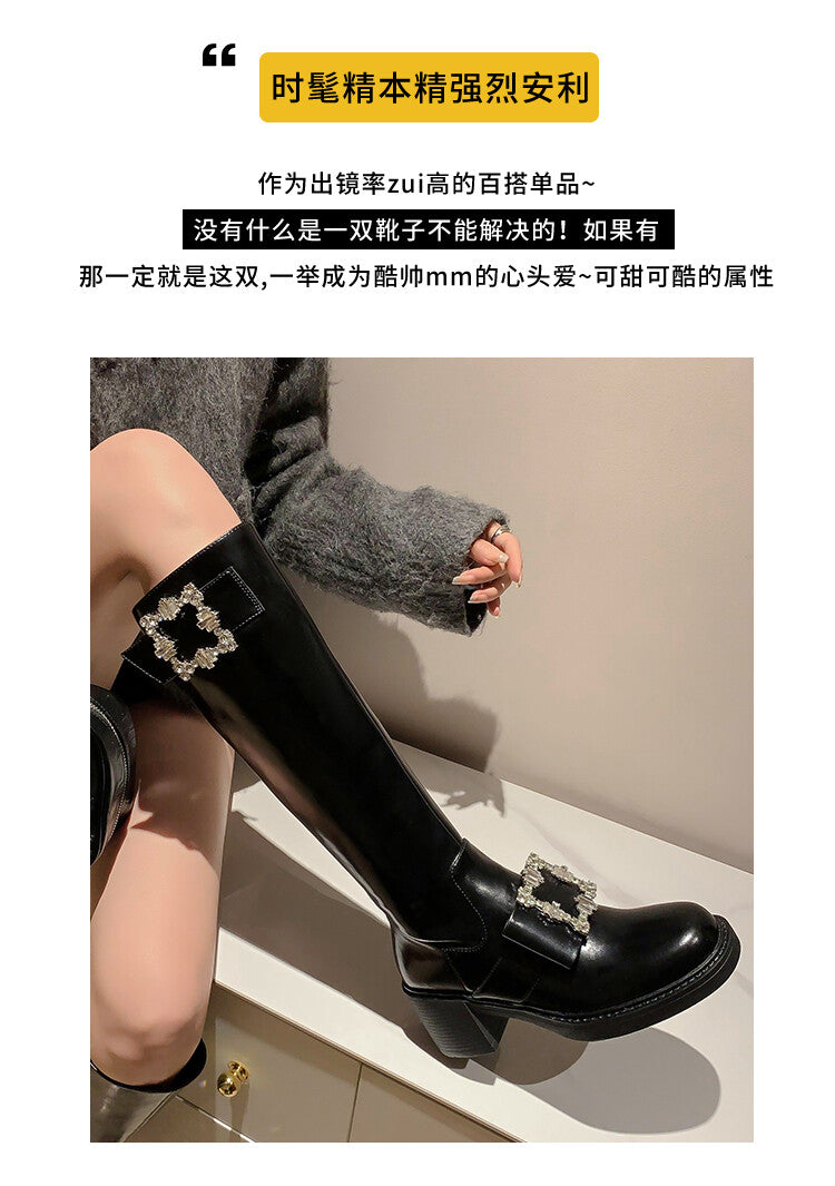 Karin Luna has prepared stock  Custom Large Square Buckle Bowknot Fastener Elegant Long Boots