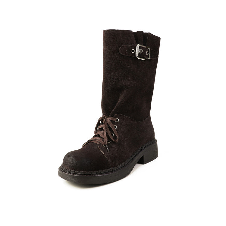 Karin Luna Bestseller Large Tube Thick Sole Martin Boots with Belt Buckle