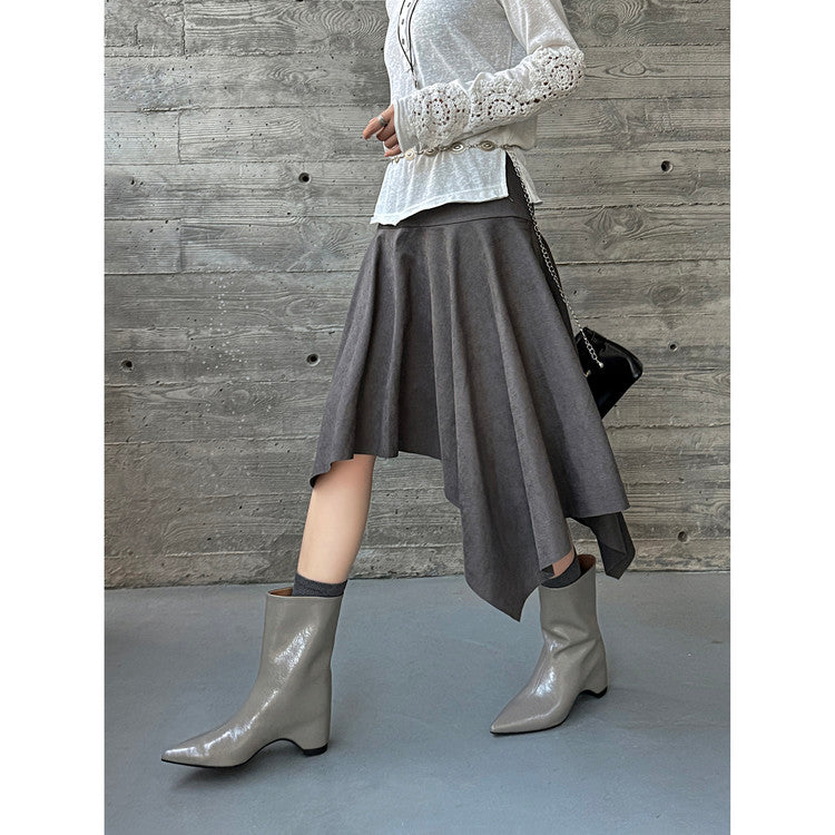 Karin Luna Elegant Pointed Toe Hidden Wedge Short Boots