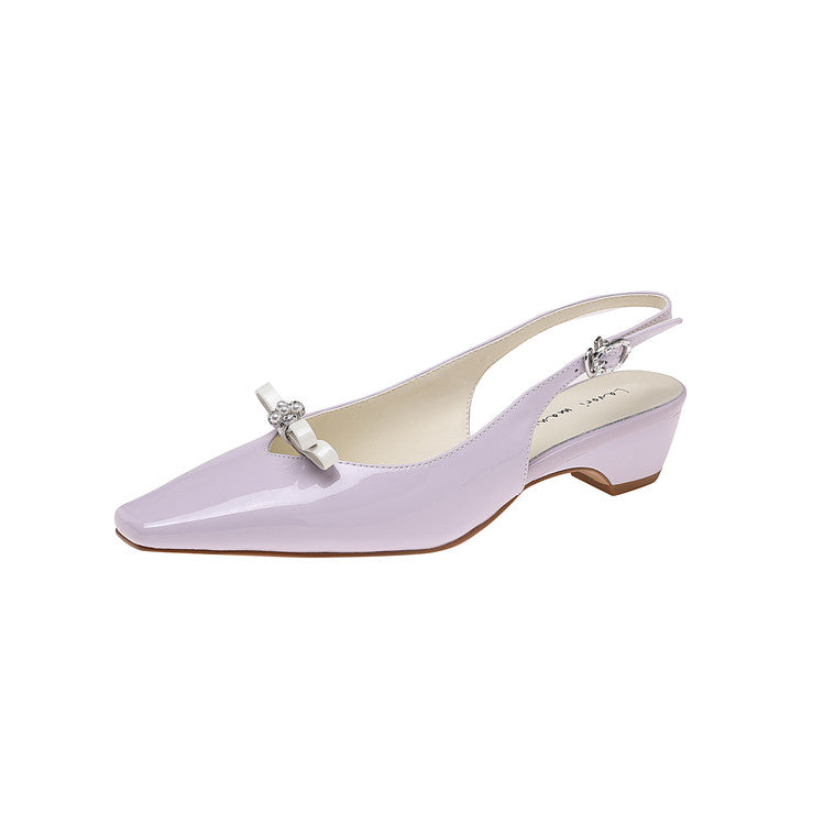 Karin Luna In Stock In Stock Sweet Bowknot Small Square Toe Chunky Heel Closed-toe Elegant Retro Sandals