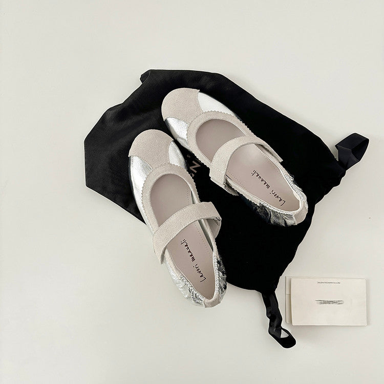 Karin Luna Casual Shoes Series~  In Stock In Stock Magic Tape Round Toe Internal Height Increase Single Strap Flats