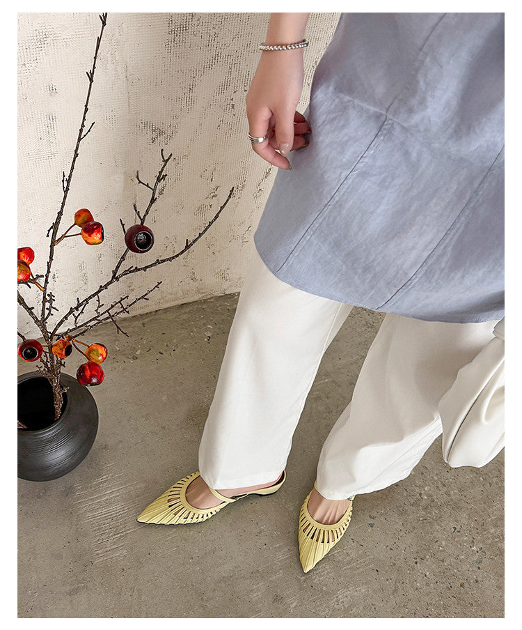 Karin Luna Casual Feel~In stock Pointed Toe Hollow Design Note Pointed Toe Slippers