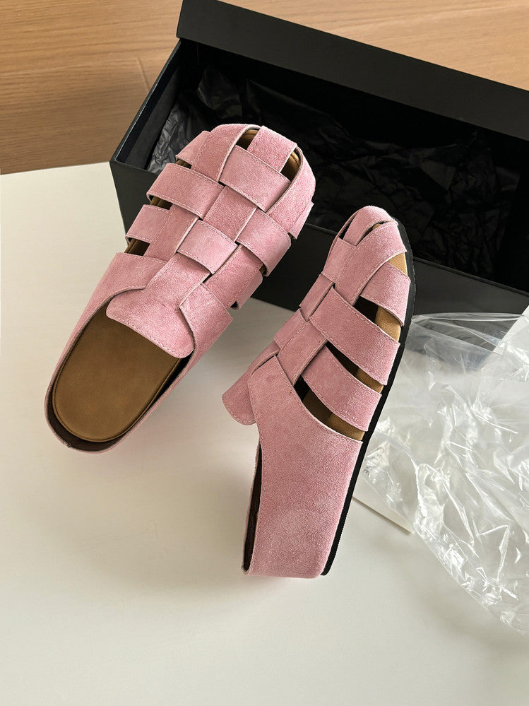 Karin Luna Full Layer Inside and Out~Basic Versatile Perforated Round Toe Birkenstock Slippers