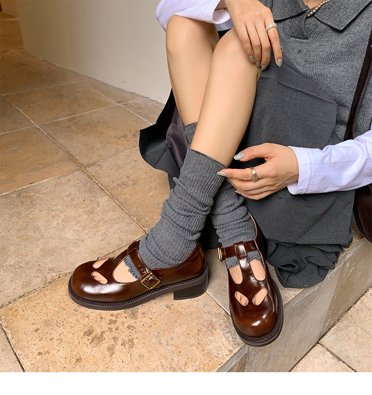 Karin Luna In Stock Spot Goods Minimalist Retro British Style Irregular Hollow Single Shoes