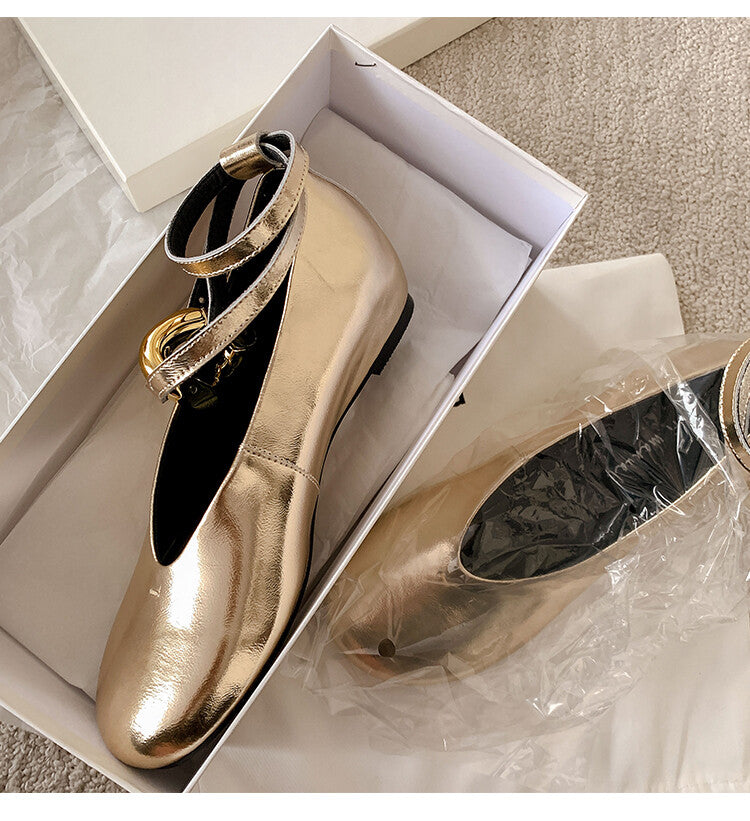Karin Luna In Stock Large Stock Main Promotion  Two-Way Wear Height-Increasing Retro Gold Buckle Mary Jane Shoes