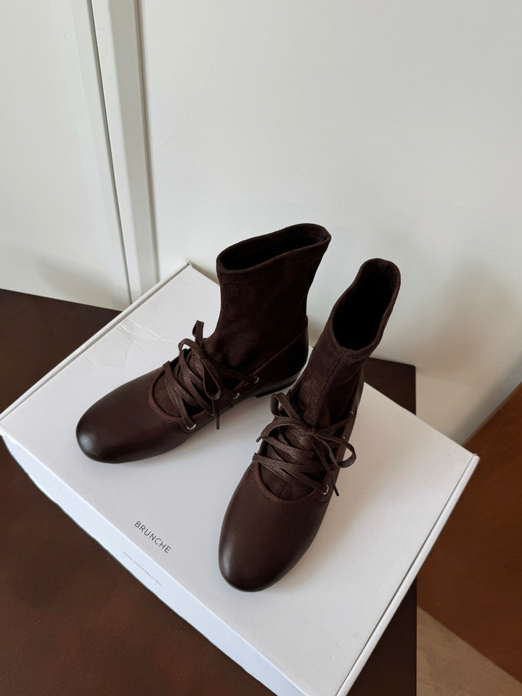 Karin Luna Round Toe Internal Height Increase Lace-up Ankle Boots