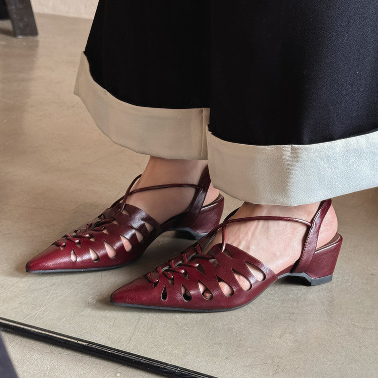 Karin Luna Braided Style ~Cross-woven Pointed Toe Closed-toe Sandals