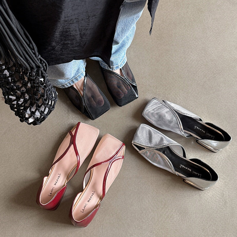 Karin Luna In Stock Spot Goods  Square Toe Mesh Sandals