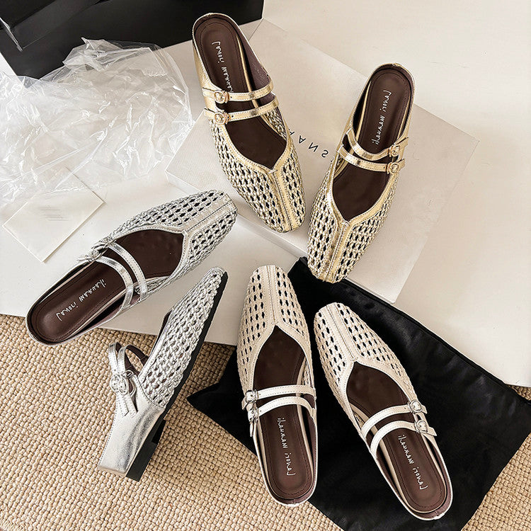 Karin Luna In Stock Spot Goods Hollow Woven One-Strap Closed-Toe Slippers