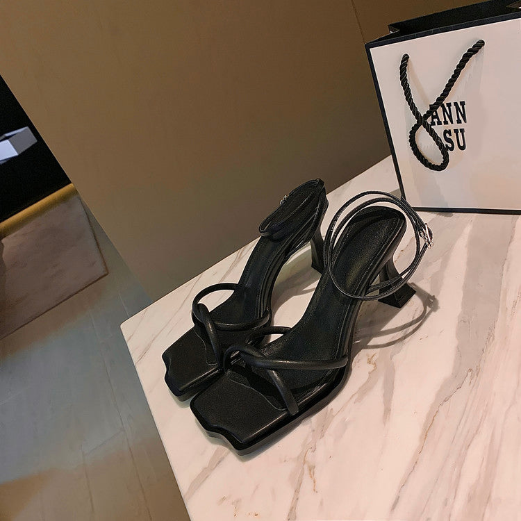 Karin Luna Classic Style  In stock  Basic Versatile Cross Strap High Heel Sandals
