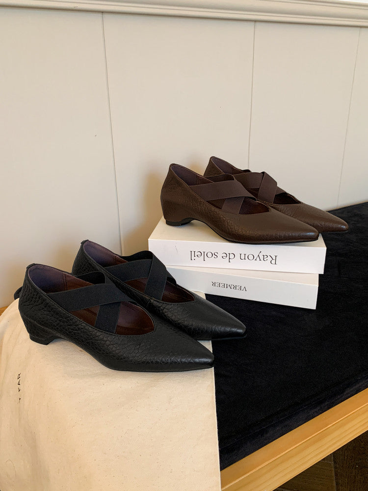 Karin Luna In Stock  Spot Goods  a Large Number of Spot Goods Pointed Toe Cross Strap Hidden Wedge Shoes