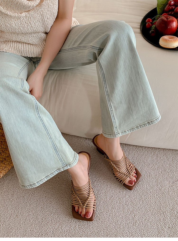 Karin Luna Bestseller Woven Vacation Style Series~ Elegant High Heel Slippers
