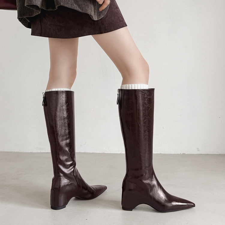 Karin Luna Elegant Style Pointed Toe Internal Height Increase Long Boots