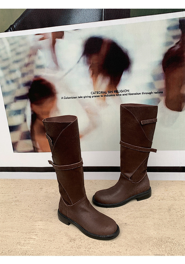 Karin Luna In Stock Spot Goods   Heavy-duty Edition Highly Consuming Material Round Toe Long Boots