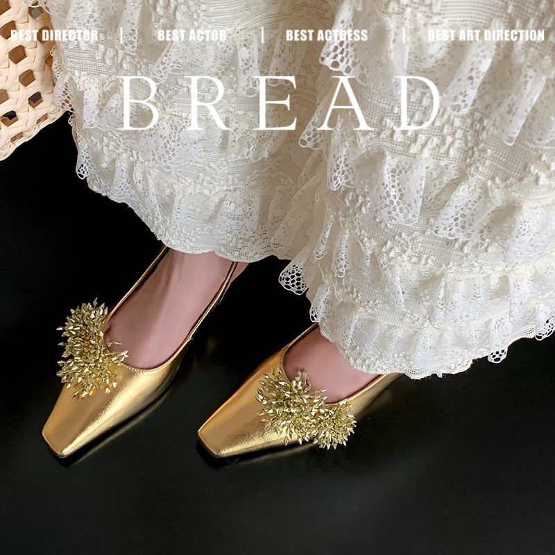 Karin Luna Brilliant Fireworks~Elegant Square-Toed Closed-Toe Chunky Heel Sandals