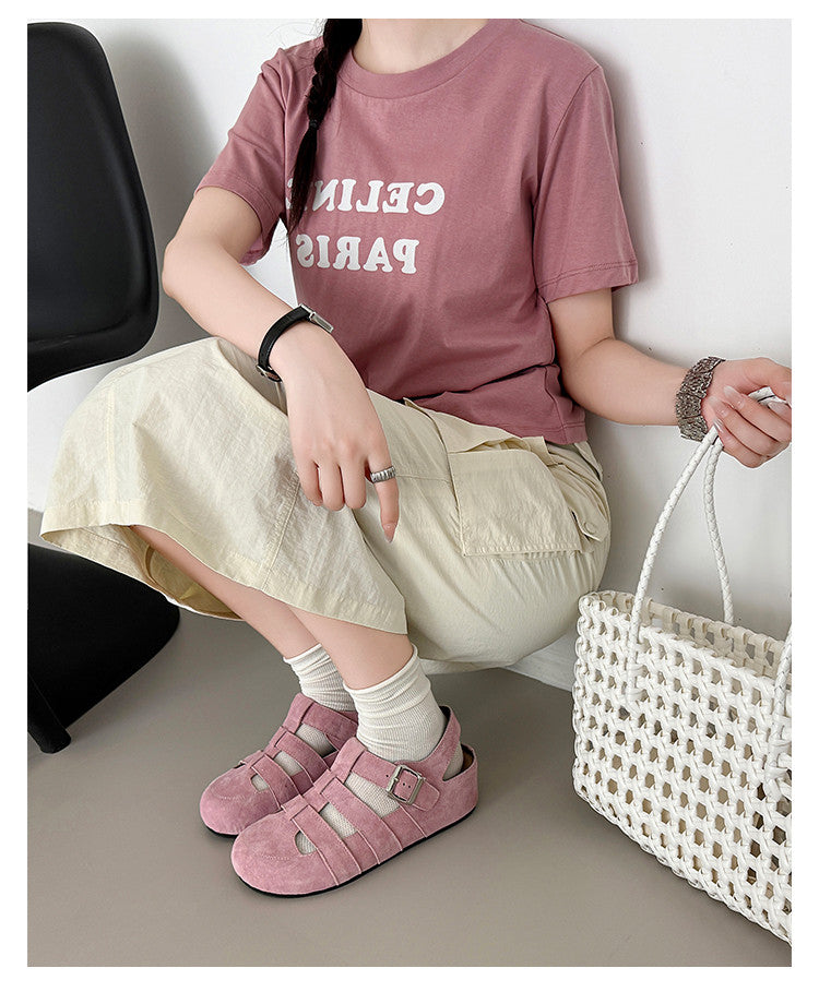 Karin Luna Full Layer Inside and Out~Basic Versatile Perforated Round Toe Birkenstock Shoes
