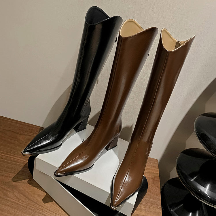 Karin Luna In Stock In-stock Pointed Toe Elegant High Heels v Slimming Effect Long Boots