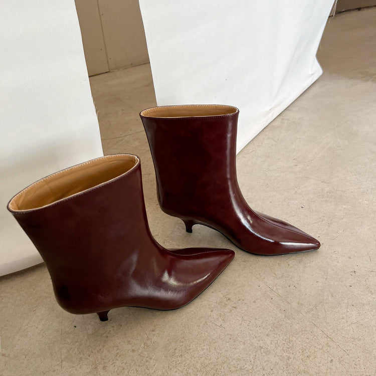 Karin Luna In Stock Spot Goods Minimalist Tube Kitten Heel Short Boots