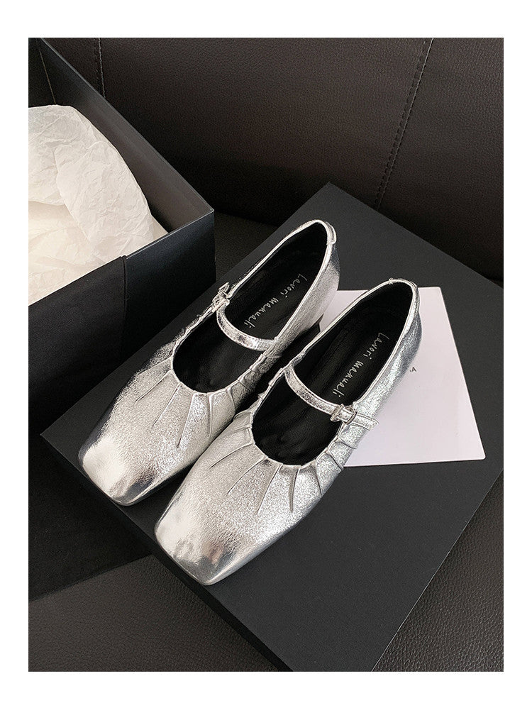 Karin Luna In Stock Spot Goods  Vintage Wrinkled One-Strap Granny Flats