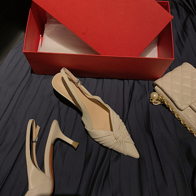 Karin Luna In Stock In Stock  Exquisite Pointed Toe Backless Closed-Toe Stiletto Sandals
