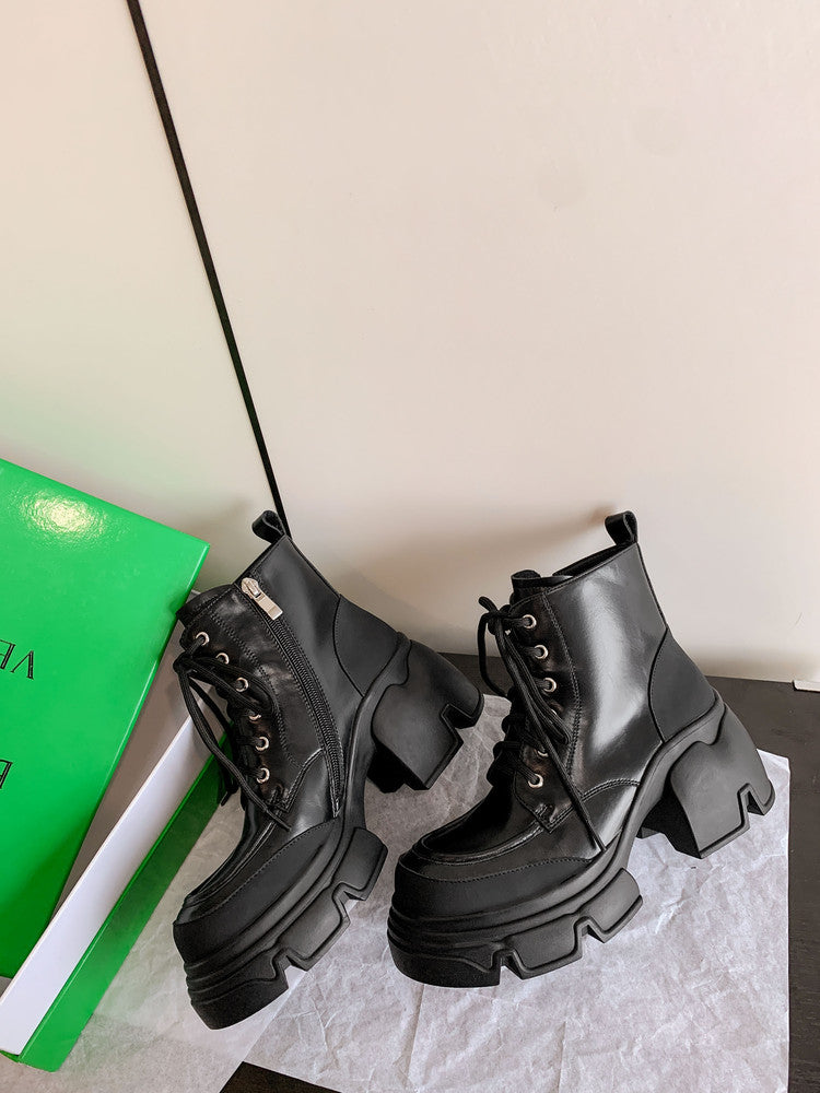 Karin Luna Casual Thick Sole Lace-up Short Boots