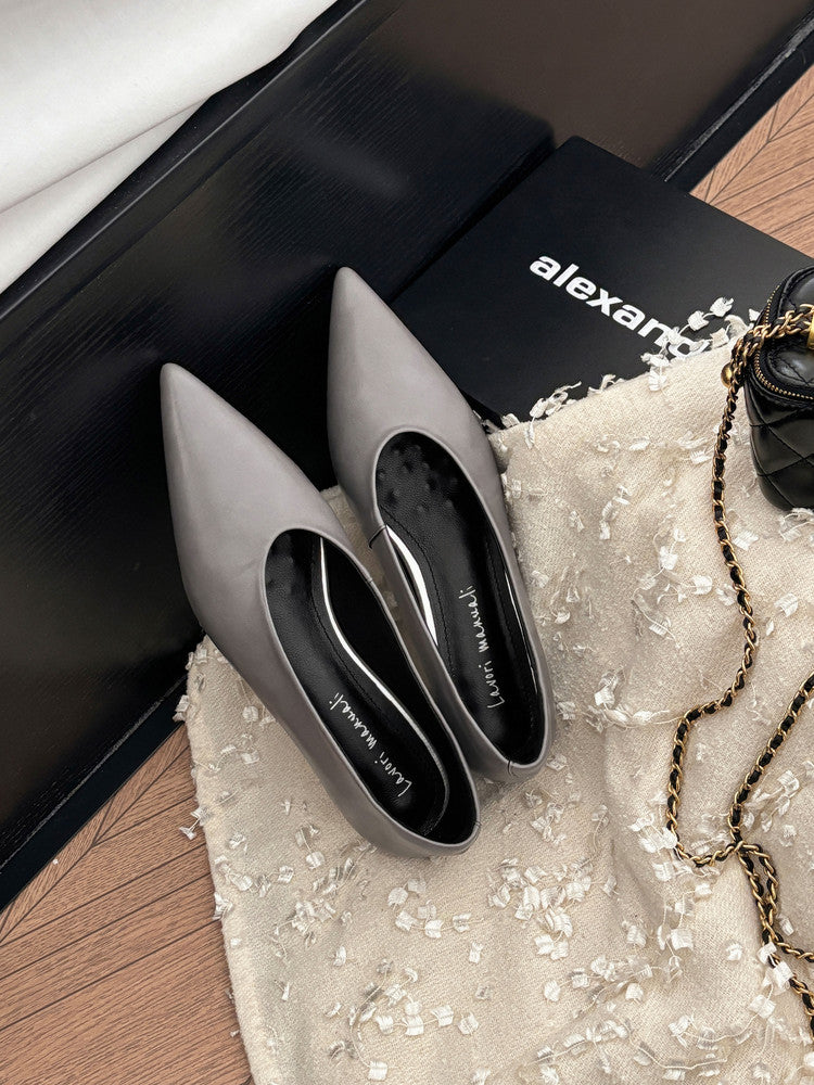 Karin Luna In Stock Spot Goods Classic three-color pointed toe metal heel shoes