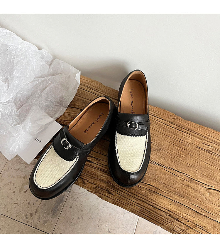Karin Luna Casual Shoes Series~  In stock Classic color-blocking British style deep-mouth single shoes
