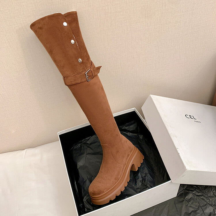Karin Luna has prepared stock  Main Push Main Push  Hot-selling Large Sole Self-flowing Foldable Round Toe Over-the-Knee Boots
