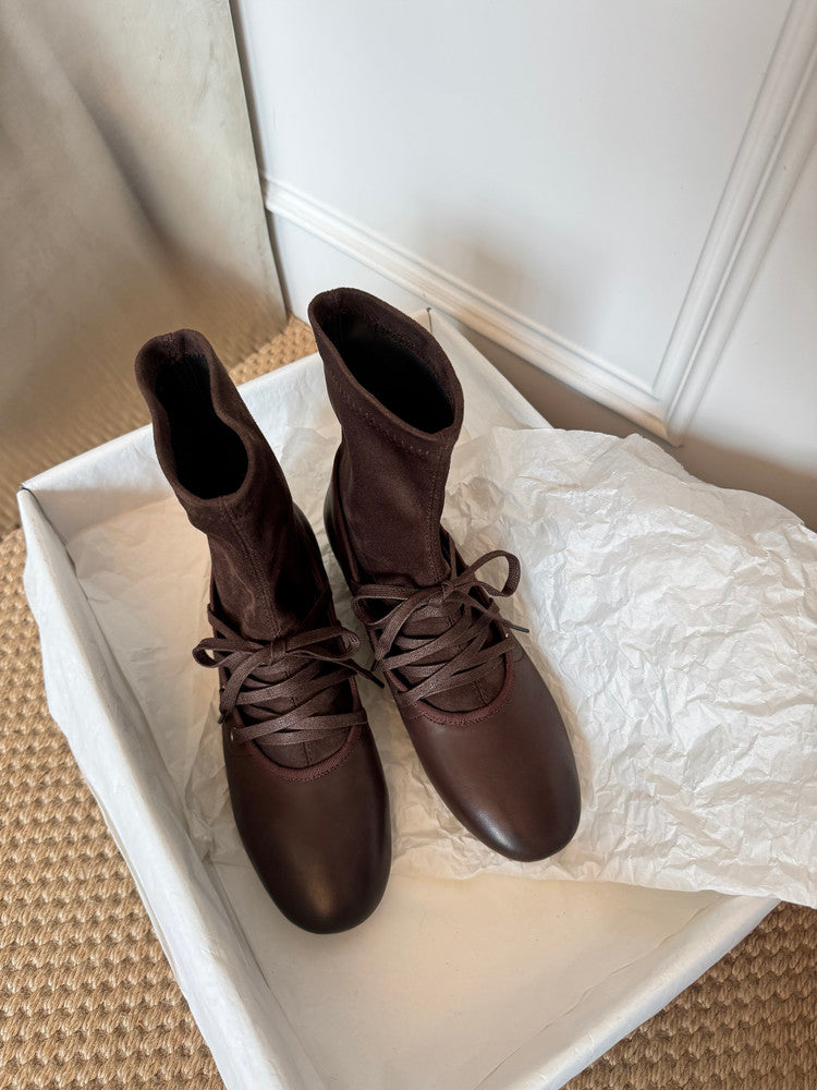Karin Luna Round Toe Internal Height Increase Lace-up Ankle Boots