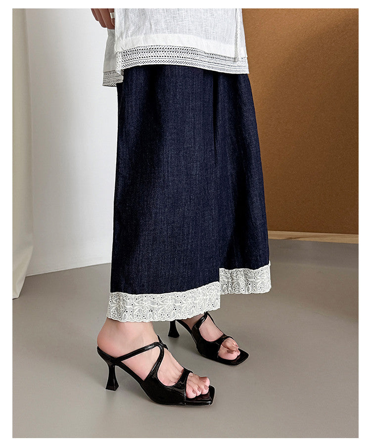 Karin Luna French Retro Square Toe Wrap Strap Open-Toe Slippers
