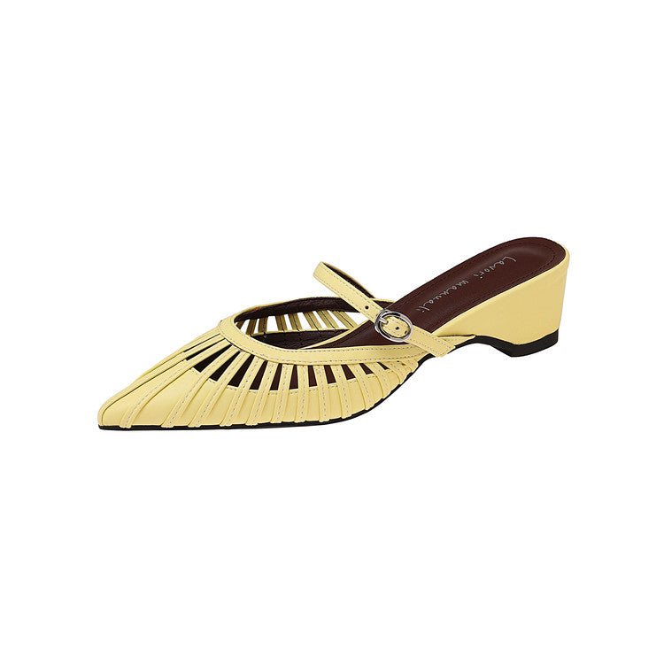 Karin Luna Casual Feel~In stock Pointed Toe Hollow Design Note Pointed Toe Slippers