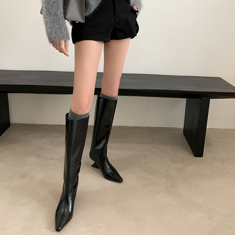 Karin Luna European and American Style Unisex Square-Toed Long Boots