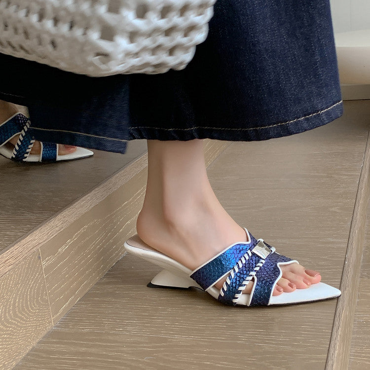 Karin Luna Fish Skin Series~Minimalist Pointed Toe Hot-Selling Unique Heel Slippers