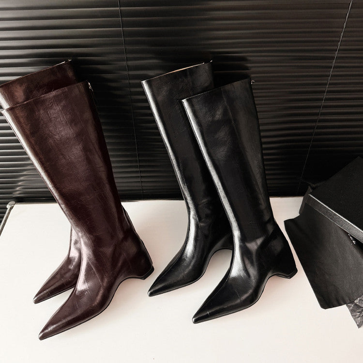 Karin Luna Elegant Style Pointed Toe Internal Height Increase Long Boots