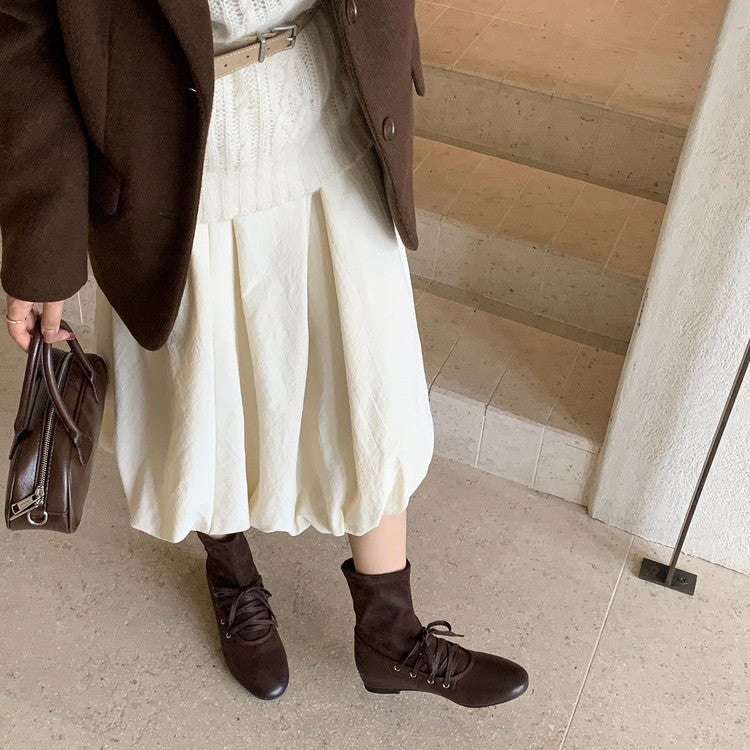 Karin Luna Round Toe Internal Height Increase Lace-up Ankle Boots