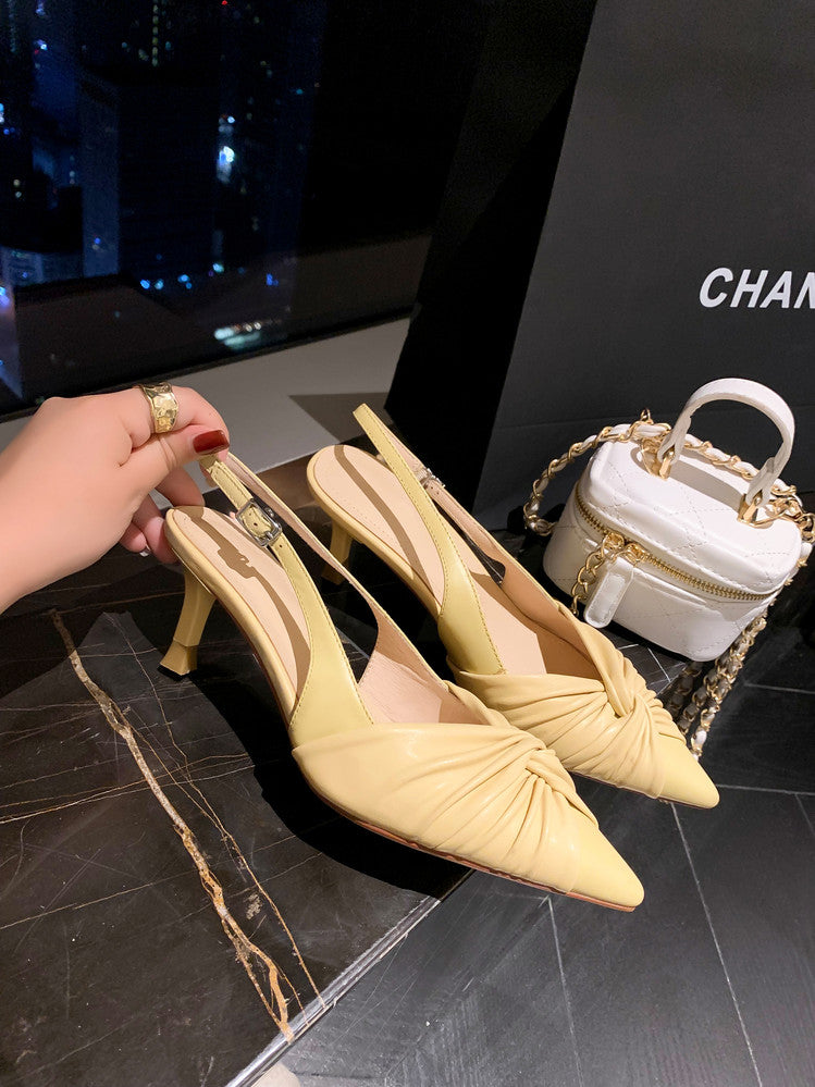 Karin Luna In Stock In Stock  Exquisite Pointed Toe Backless Closed-Toe Stiletto Sandals