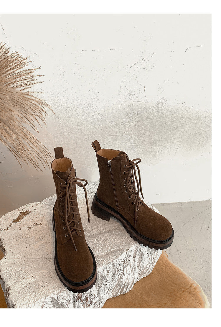 Karin Luna In Stock Casual style thin strap round toe suede ankle boots