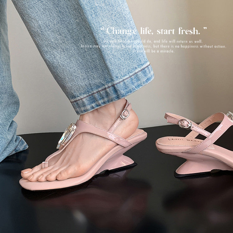 Karin Luna Bestseller Element Square Toe Irregular Heel Super Stable Toe Clip Sandals