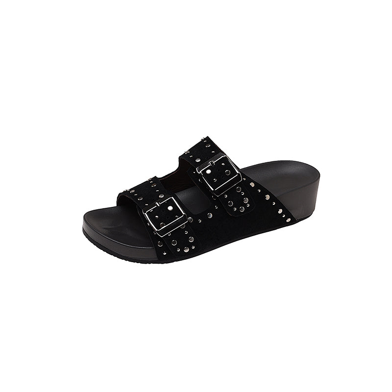 Karin Luna In Stock Spot Goods Casual Thick-Soled Belt Buckle Slippers